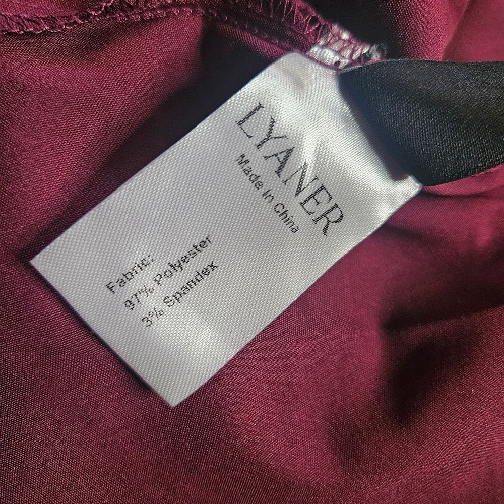 Lyaner Medium Burgandy Off Shoulder Tie Back Ruffle Mini Dress - Picture 7 of 7